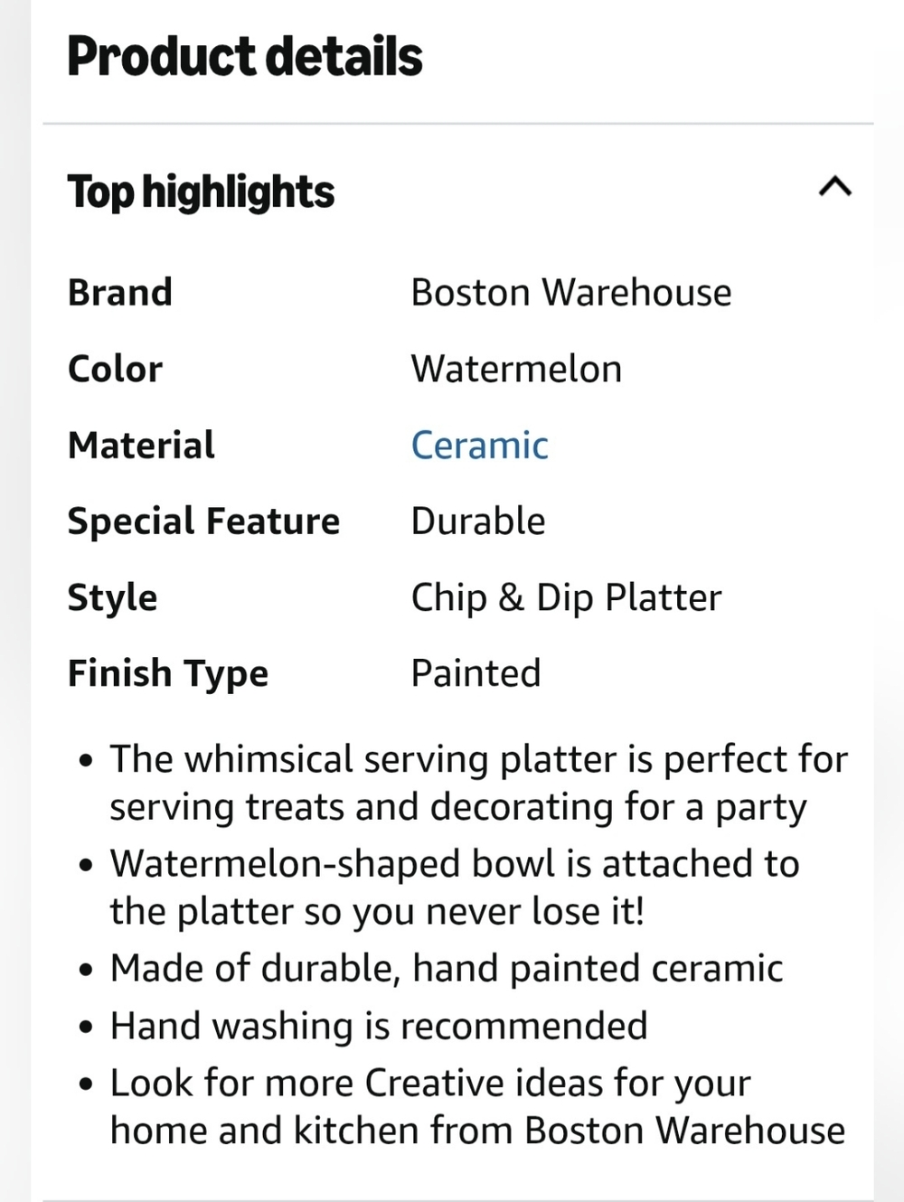 Boston Warehouse Watermelon 🍉 Chip & Dip Platter- NWOT!!! - Picture 6 of 6